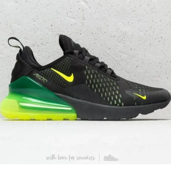 Nike Air Men's Max 270 Black Volt Oil Grey Size 10 - Picture 2 of 7